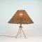 Lampe de Bureau Mid-Century en Rotin et Laiton, Allemagne, 1950s 3