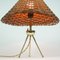 Lámpara de mesa Mid-Century de ratán y latón, años 50, Imagen 11