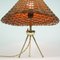 Lampe de Bureau Mid-Century en Rotin et Laiton, Allemagne, 1950s 11