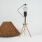 Lámpara de mesa Mid-Century de ratán y latón, años 50, Imagen 14