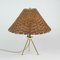 Mid-Century Rattan and Brass Table Lamp, Germany, 1950s 4