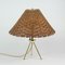 Mid-Century Tischlampe aus Rattan & Messing, Deutschland, 1950er 4