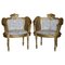 Antique Napoleon III Gold Giltwood Bergere Armchairs, 1870s, Set of 2 1