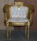 Antike Napoleon III Bergere Sessel aus vergoldetem Holz, 1870er, 2er Set 3