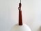 Teak and Opaline Glass Pendant Lamp by Uno and Östen Kristiansson for Luxus, Sweden, 1950s 3