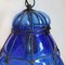 Venetian Cobalt Blue Murano Bubble Glass Caged Lantern 2