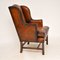 Antique Leather Wing Back Armchair, Image 7