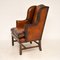 Antique Leather Wing Back Armchair, Image 2