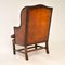 Antique Leather Wing Back Armchair, Image 8