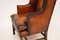 Antique Leather Wing Back Armchair, Image 6