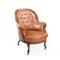 Cognac Leather and Walnut Armchair, Czechoslovakia, 1940s 1