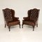Antique Leather Wing Back Armchairs, Set of 2 1