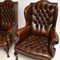Antique Leather Wing Back Armchairs, Set of 2 3