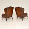 Antique Leather Wing Back Armchairs, Set of 2 6