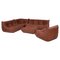 Canapé Modulable Ligne Roset par Michel Ducaroy Togo en Cuir Marron, Set de 5 1