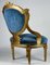 Niedriger Vintage Vintage Sessel aus Blauem Samt, Italien 7