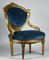 Niedriger Vintage Vintage Sessel aus Blauem Samt, Italien 1