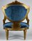 Niedriger Vintage Vintage Sessel aus Blauem Samt, Italien 6