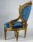 Niedriger Vintage Vintage Sessel aus Blauem Samt, Italien 5