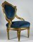 Niedriger Vintage Vintage Sessel aus Blauem Samt, Italien 3