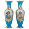 Vases en Verre Opalin Blanc et Bleu Ciel, Set de 2 1