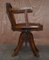 Antique Edwardian Directors Office Armchair in Brown Leather, 1900s, Image 14