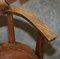 Antique Edwardian Directors Office Armchair in Brown Leather, 1900s, Image 9