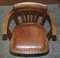 Antique Edwardian Directors Office Armchair in Brown Leather, 1900s 7