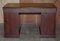 Antique Hardwood Pedestal Desk with Green Leather Writing Slope Drawer, Image 20