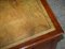 Antique Hardwood Pedestal Desk with Green Leather Writing Slope Drawer, Image 10