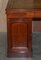 Antique Hardwood Pedestal Desk with Green Leather Writing Slope Drawer 4