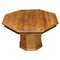 Mesa de comedor vintage de pino con base de pedestal y accesorios de hierro, Imagen 1
