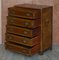 Vintage Burr Elm Chest of Drawers with Oversized Military Campaign Handles 14