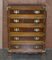 Vintage Burr Elm Chest of Drawers with Oversized Military Campaign Handles 2