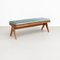 Civil Bench in Wood and Woven Viennese Cane with Cushion by Pierre Jeanneret for Cassina 7