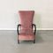 Italienischer Mid-Century Sessel aus rosa Samt & Holz mit geschwungenen Armlehnen, 1950er 2