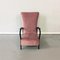 Mid-Century Italian Pink Velvet and Wood Armchair with Curved Armrests, 1950s, Image 2