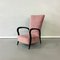 Mid-Century Italian Pink Velvet and Wood Armchair with Curved Armrests, 1950s 3