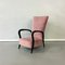 Mid-Century Italian Pink Velvet and Wood Armchair with Curved Armrests, 1950s, Image 3