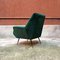 Mid-Century Italian Green Velvet Armchair with Armrests, 1950s 3