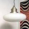Lampe à Suspension Mid-Century en Verre Opalin et Aluminium, Italie, 1960s 3