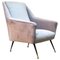 Mid-Century Italian Modern Gray Fabric and Metal Armchair with Armrests, 1960s 1