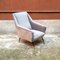 Mid-Century Italian Modern Gray Fabric and Metal Armchair with Armrests, 1960s, Image 3