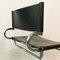 Mid-Century Italian Modern Steel Rod and Black Leather Chair by Arrmet, 1970s 4