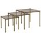 Mid-Century Italian Modern Brass and Smoked Glass Tables, 1970s, Set of 3 1