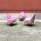Mid-Century Italian Pink Velvet and Metal Leg Armchairs, 1950s, Set of 3 3