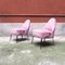 Mid-Century Italian Pink Velvet and Metal Leg Armchairs, 1950s, Set of 3, Image 13