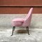 Fauteuils Mid-Century en Velours Rose et Pieds en Métal, Italie, 1950s, Set de 3 6