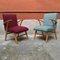 German Mid-Century Beech and Colored Fabric Armchairs, 1960s, Set of 2 5