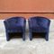 Mid-Century Italian Modern Blue Velvet Armchairs, 1970s, Set of 2, Image 4
